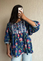 Navyblue boho cotton short kurti
