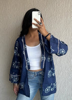 Shrug Navy blue bicycle oversized cotton