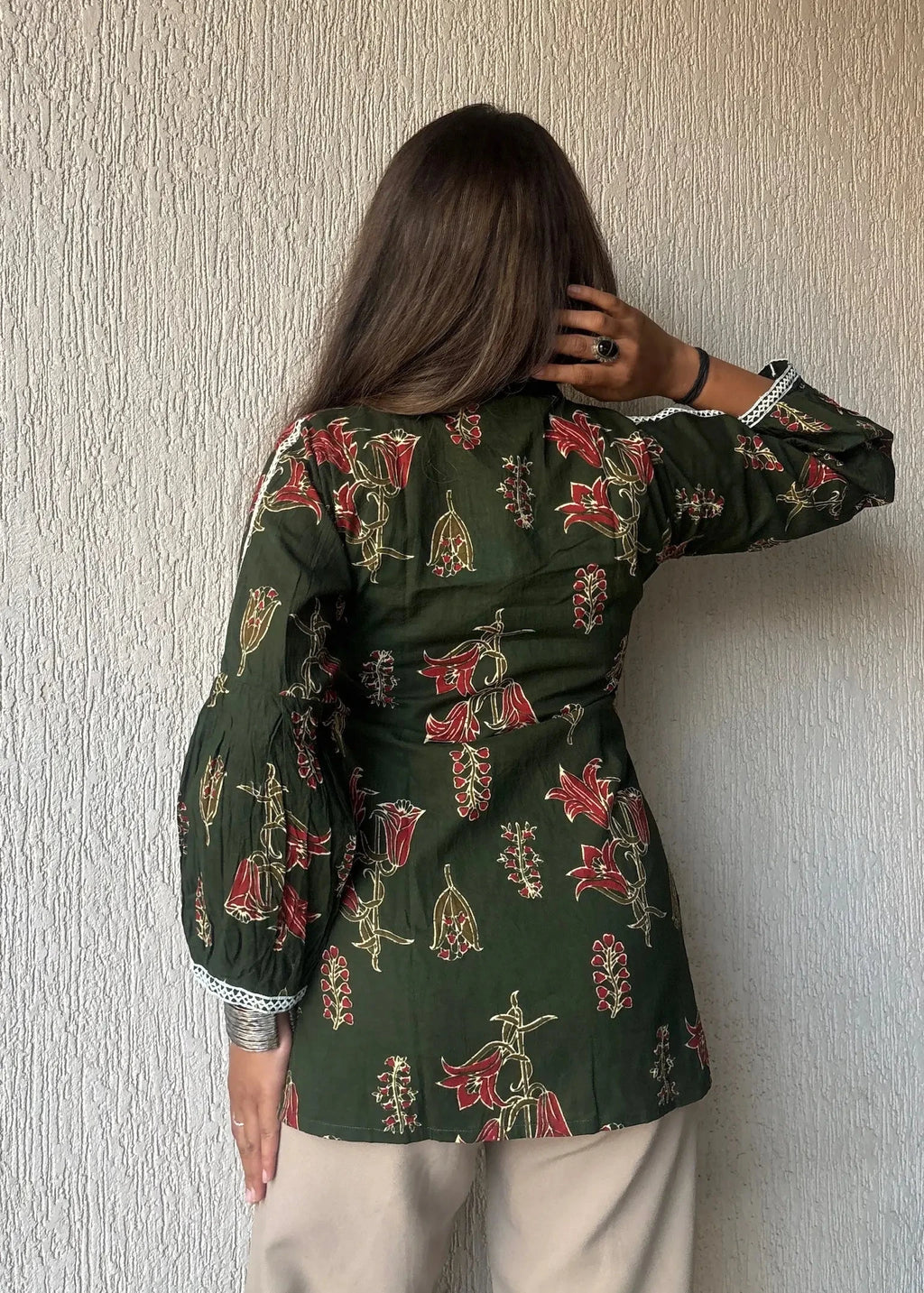 Green Not so basic cotton short kurti