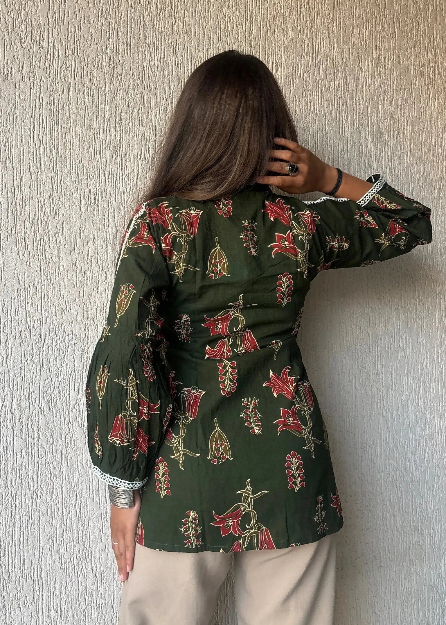 Green Not so basic cotton short kurti