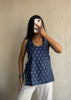 Blue bandhani backless cotton short kurti