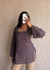 Geometric Square neck cotton short kurti