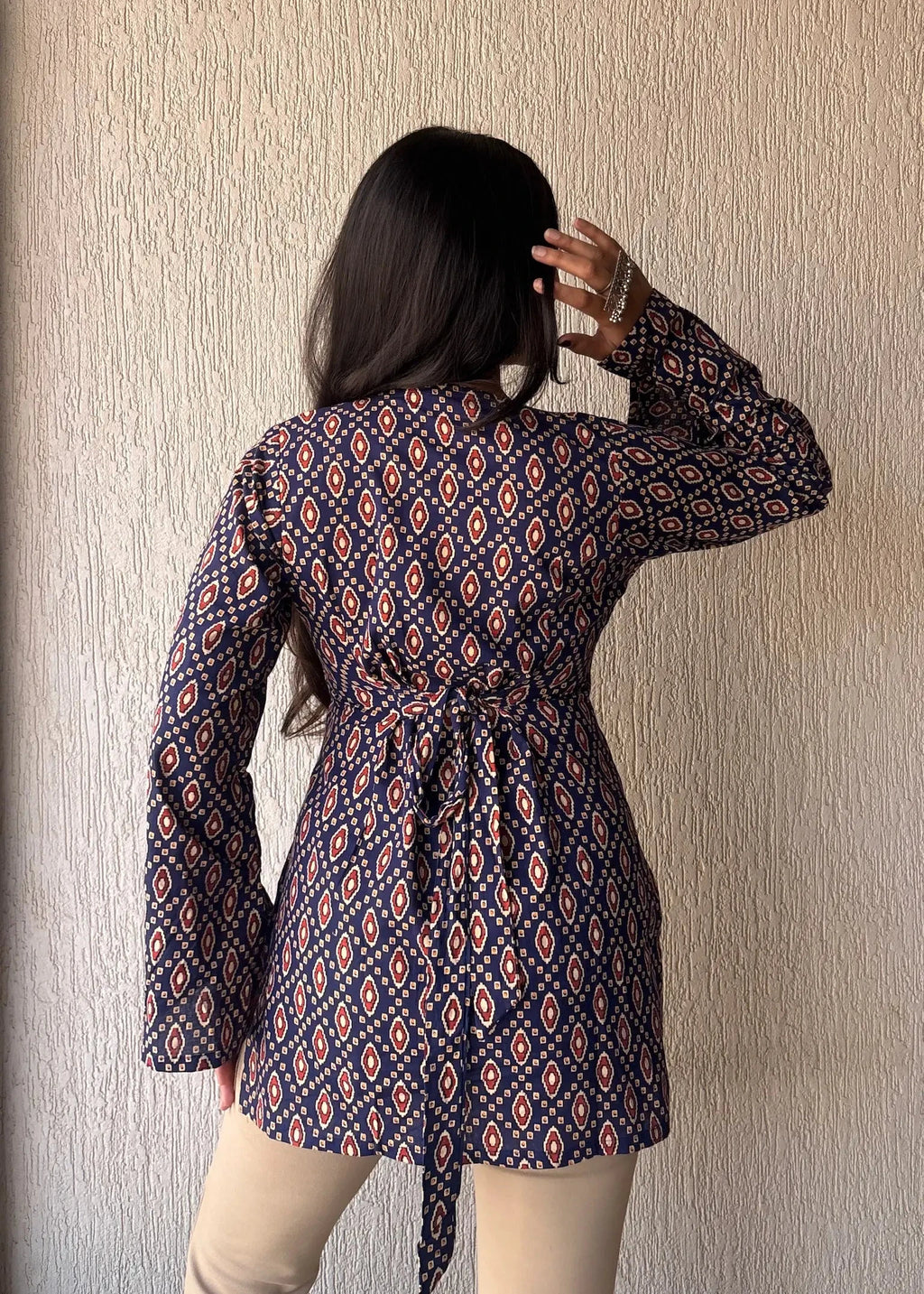 Geometric Square neck cotton short kurti