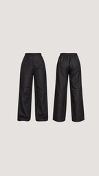 Black high waisted linen blend pants