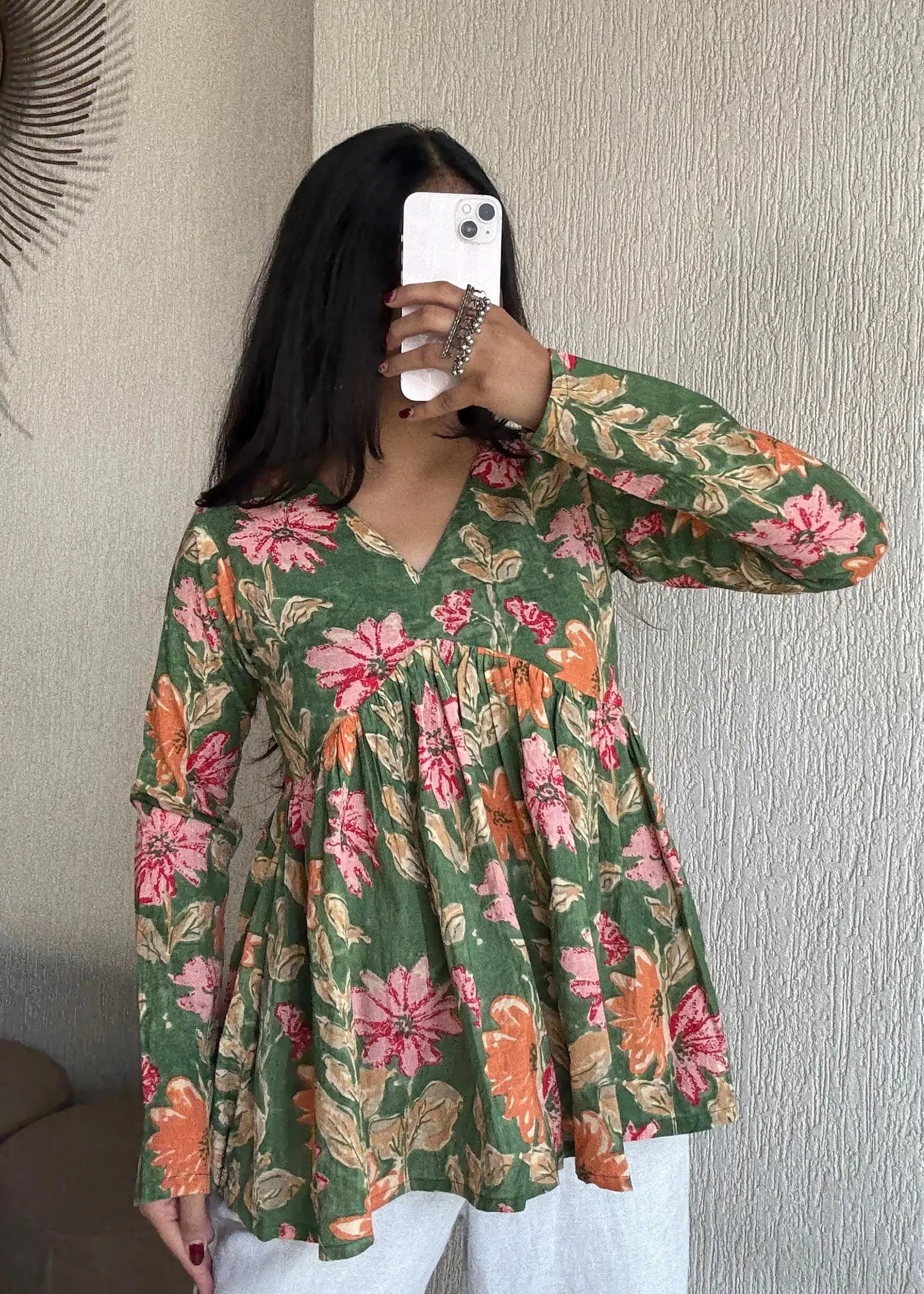 Garden peplum style cotton short kurti