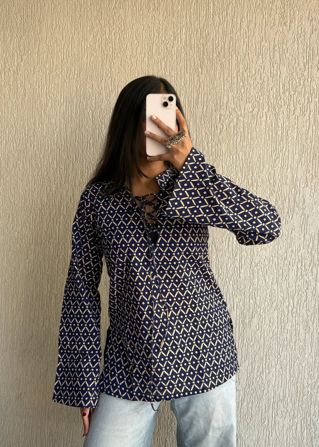 Blue bossy cotton short kurti