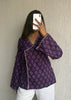 Deep purple bandhani wrap-tie short kurti