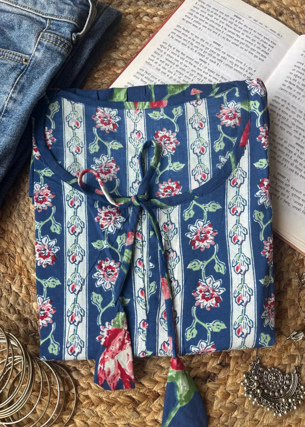 Navyblue boho cotton short kurti