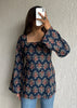 Navy blue square neck short kurti