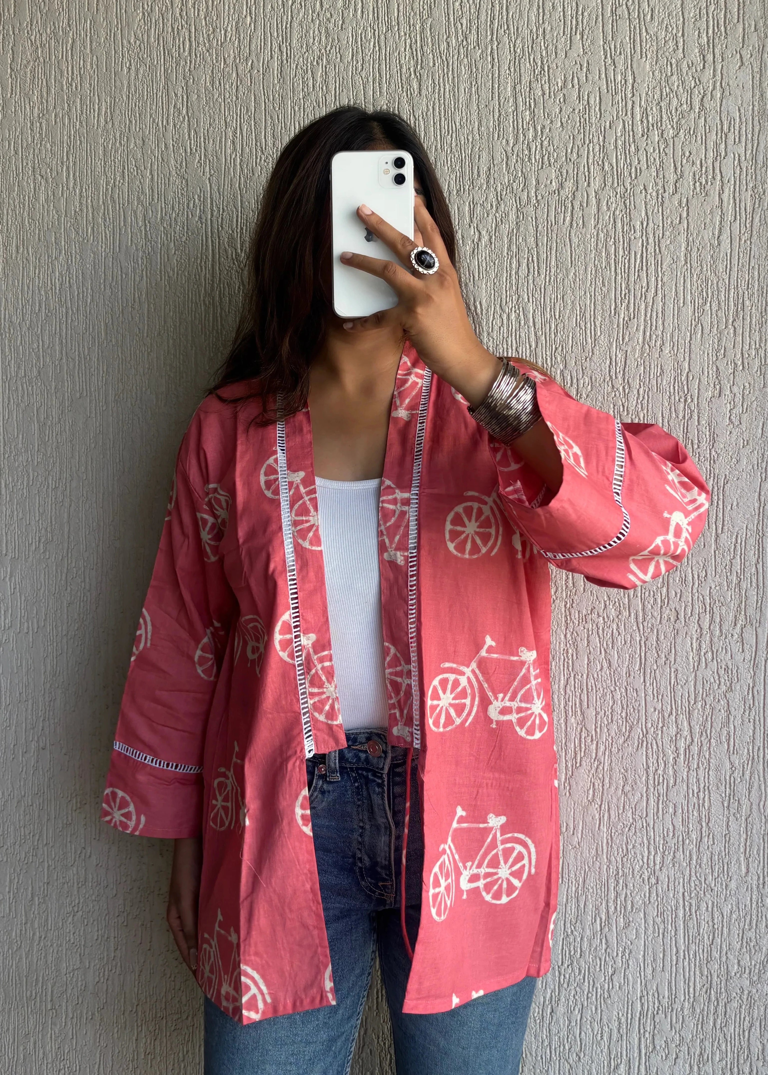 Rose Pink bicycle oversized shrug