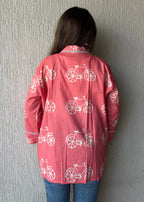 Shrug Rose Pink bicycle oversized cotton
