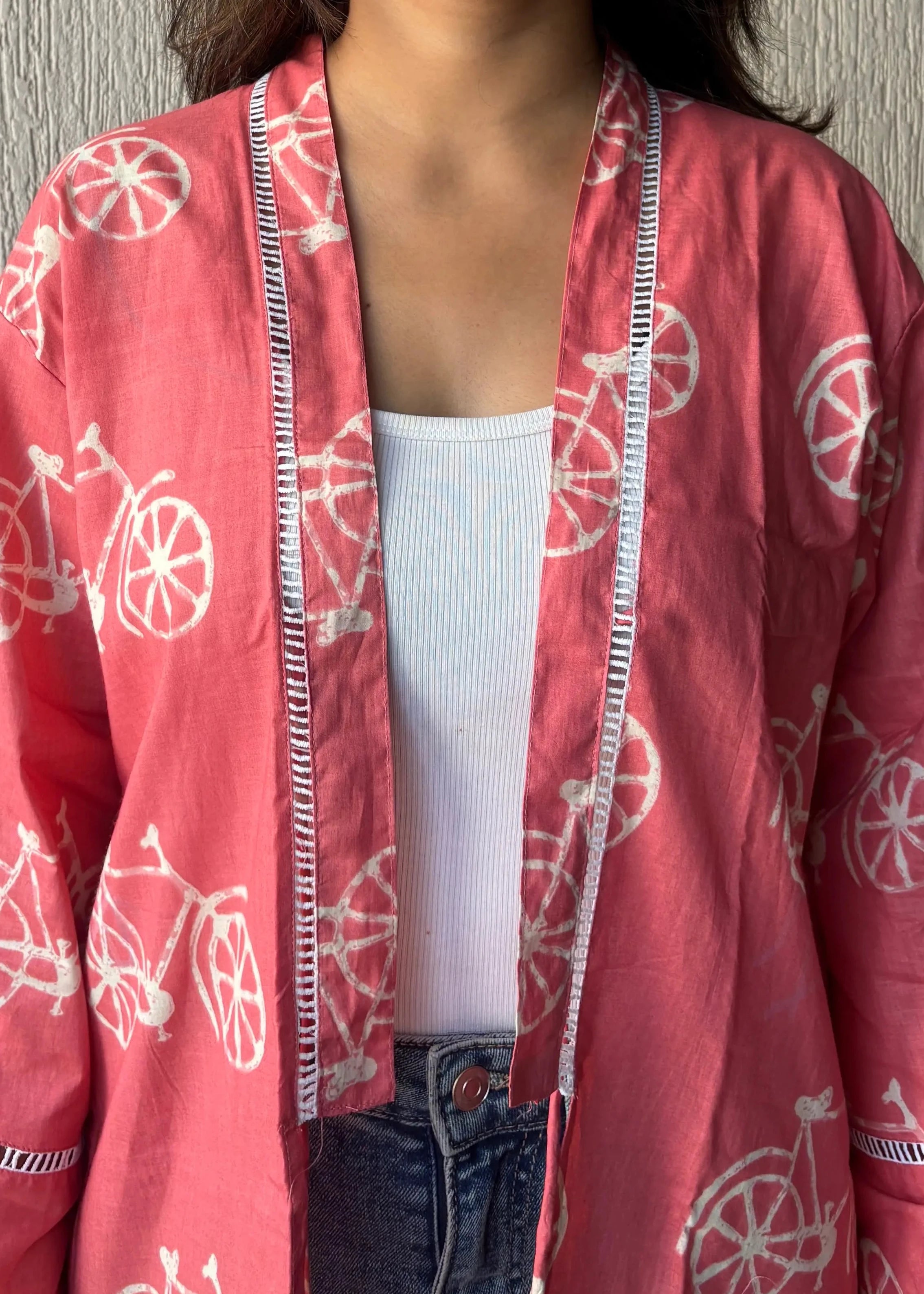 Rose Pink bicycle oversized shrug