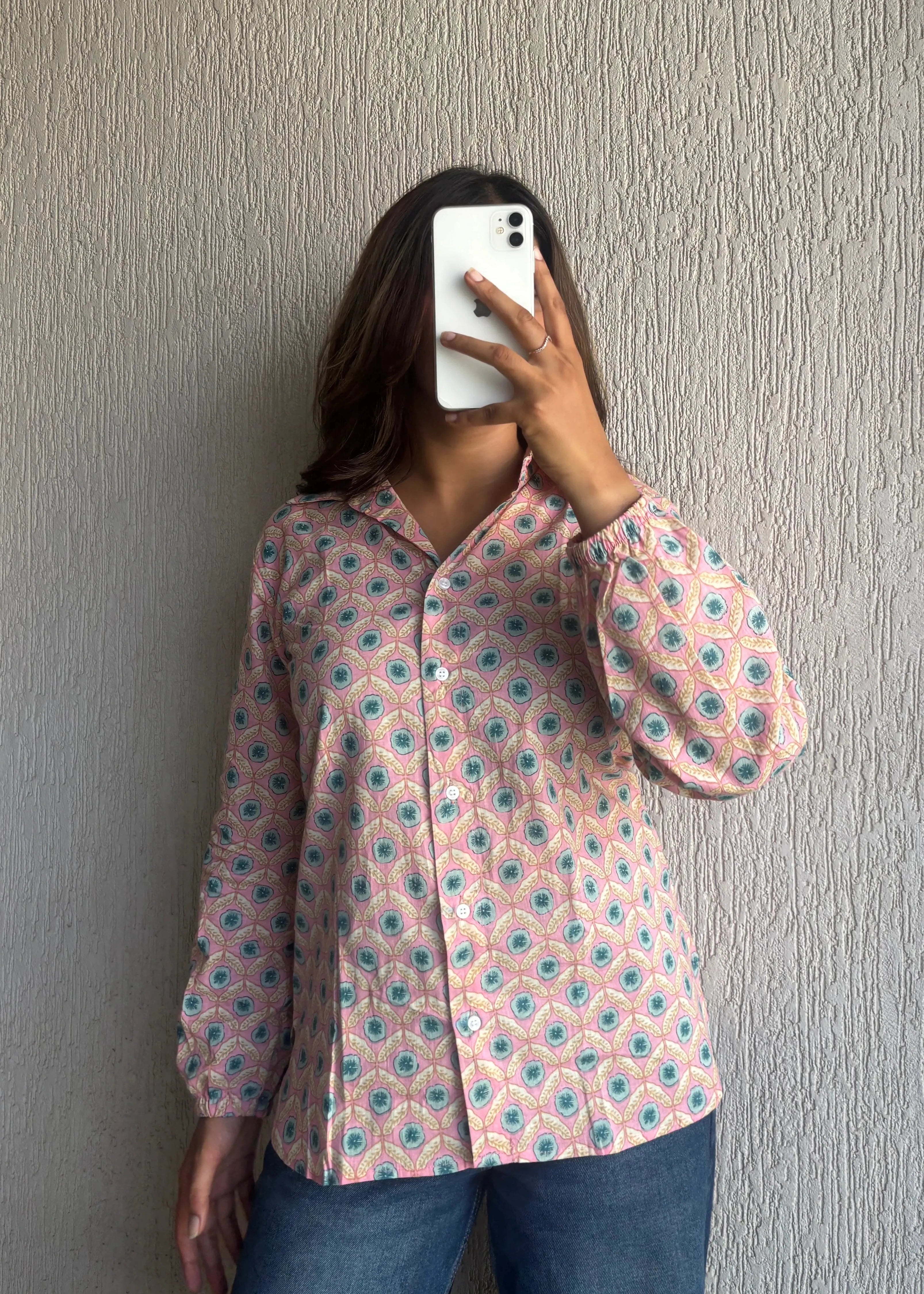Baby pink geometric shirt