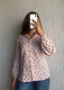 Baby pink geometric cotton shirt