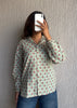 Mint green geometric cotton shirt