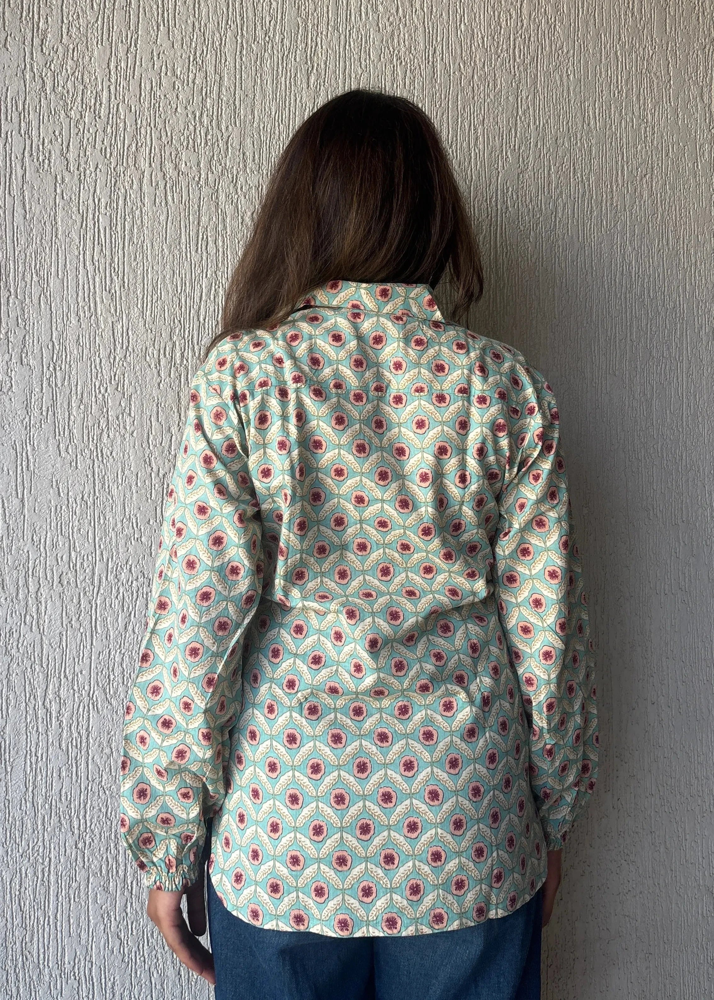 Mint green geometric shirt