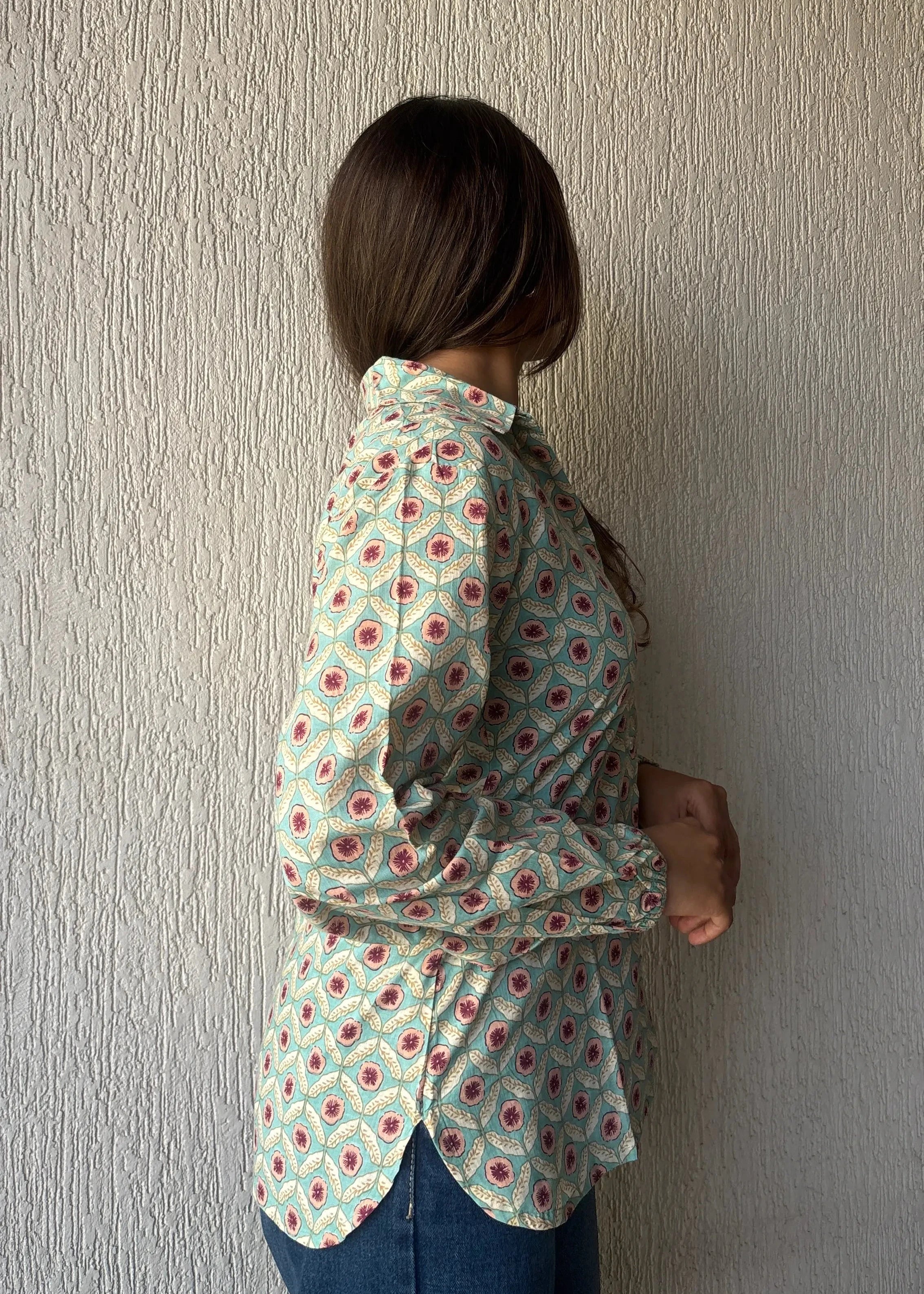 Mint green geometric shirt