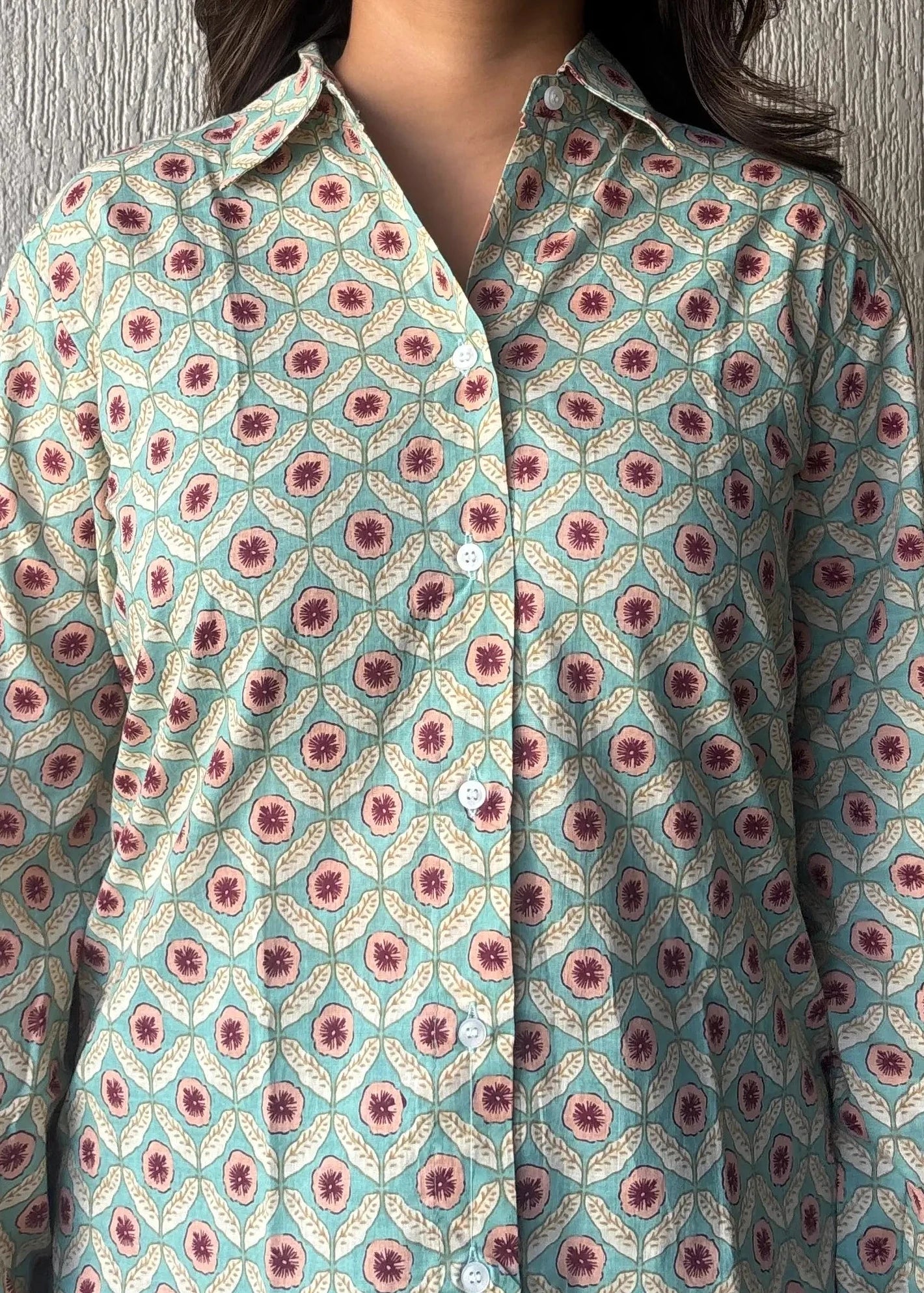 Mint green geometric shirt