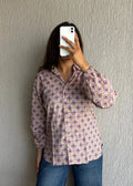 Lavender geometric cotton shirt