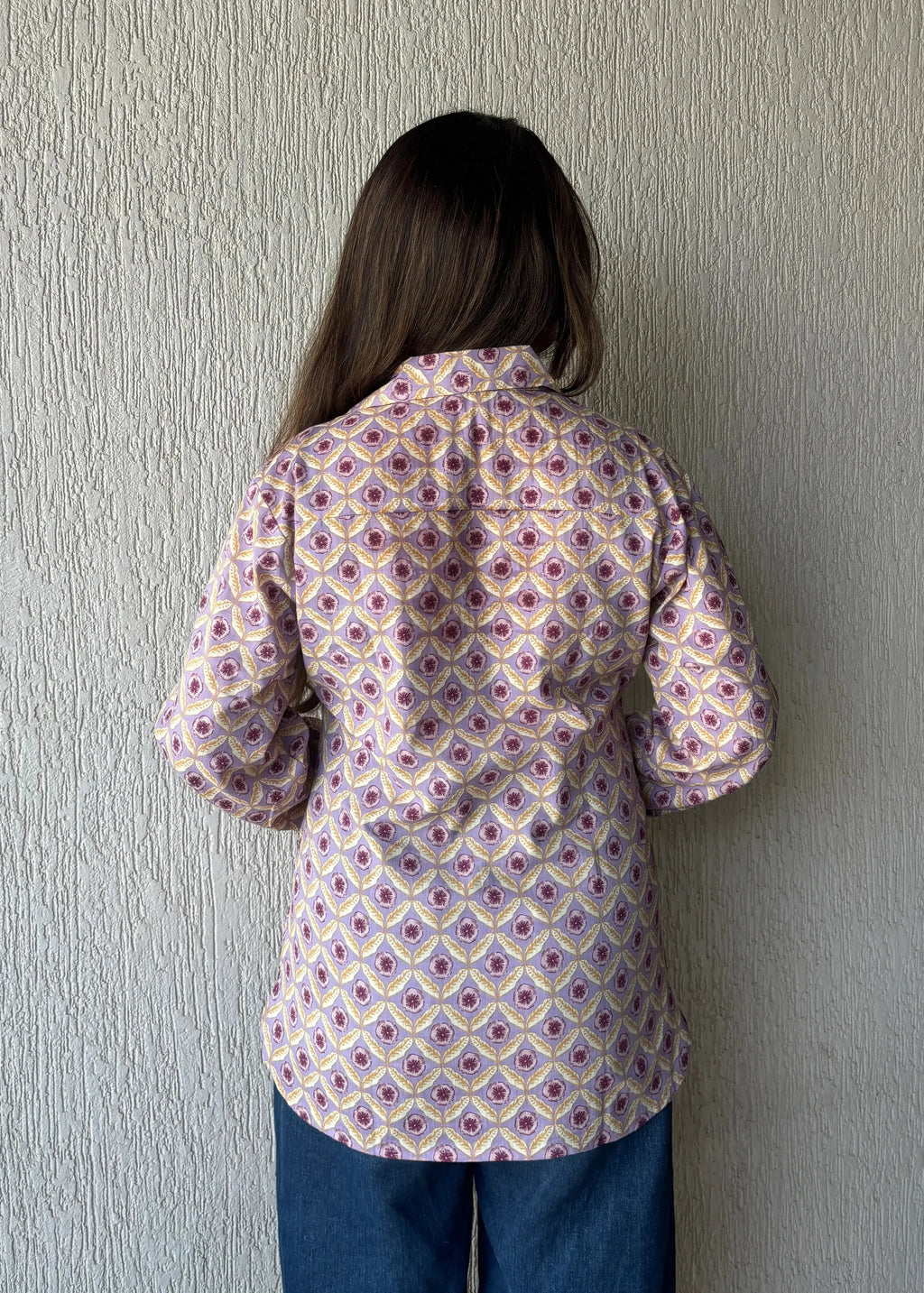 Lavender geometric cotton shirt