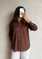 Chocolate oversized cotton shirt