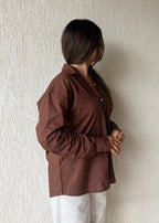 Chocolate oversized cotton shirt
