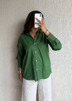 Olive oversized cotton shirt