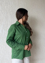 Olive oversized cotton shirt