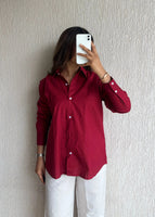Raspberry oversized cotton shirt