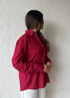 Raspberry oversized cotton shirt