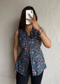Rich navy blue cotton long vest