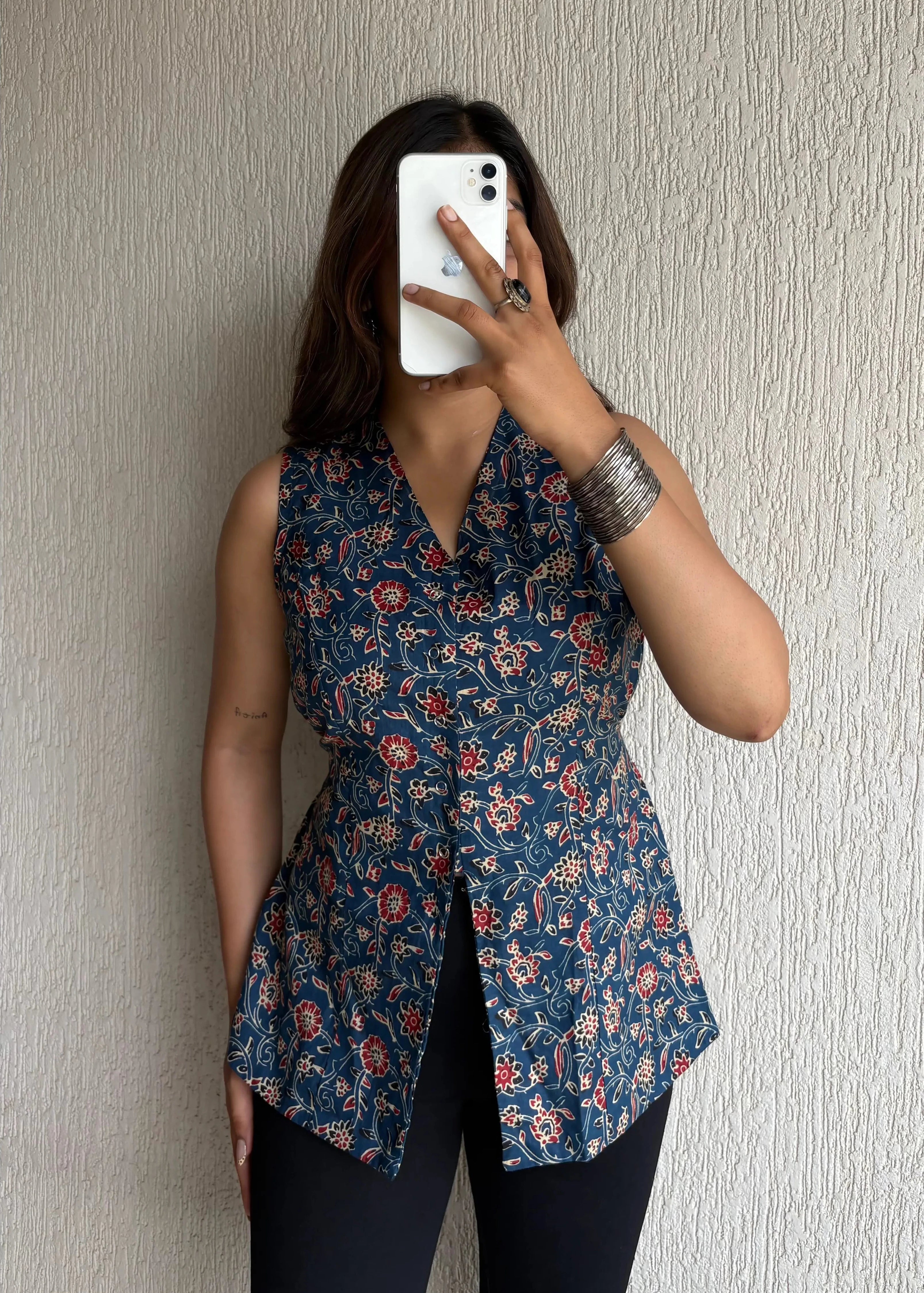 Rich navy blue long vest
