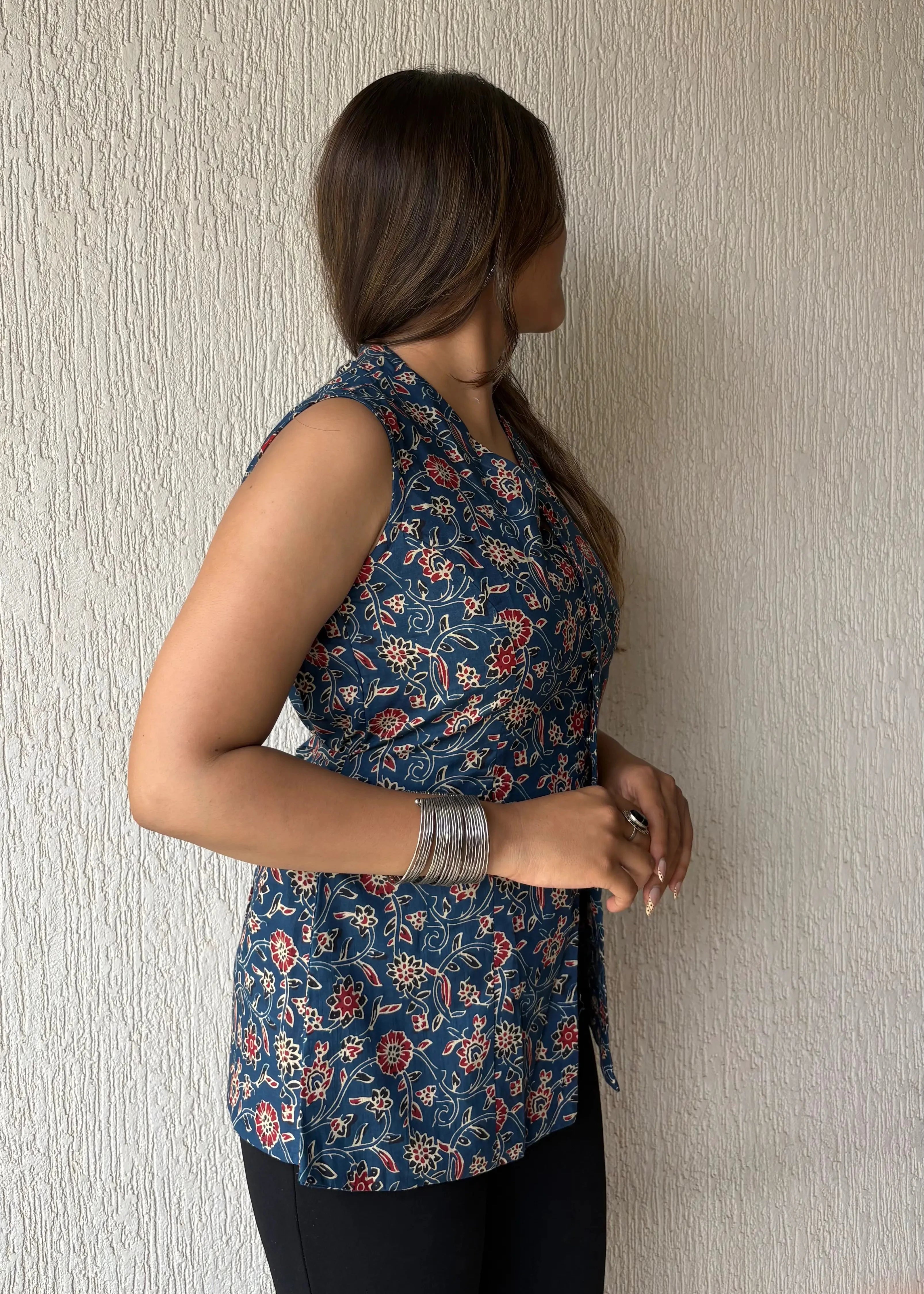 Rich navy blue long vest