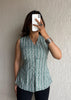 Teal stripes long vest cotton