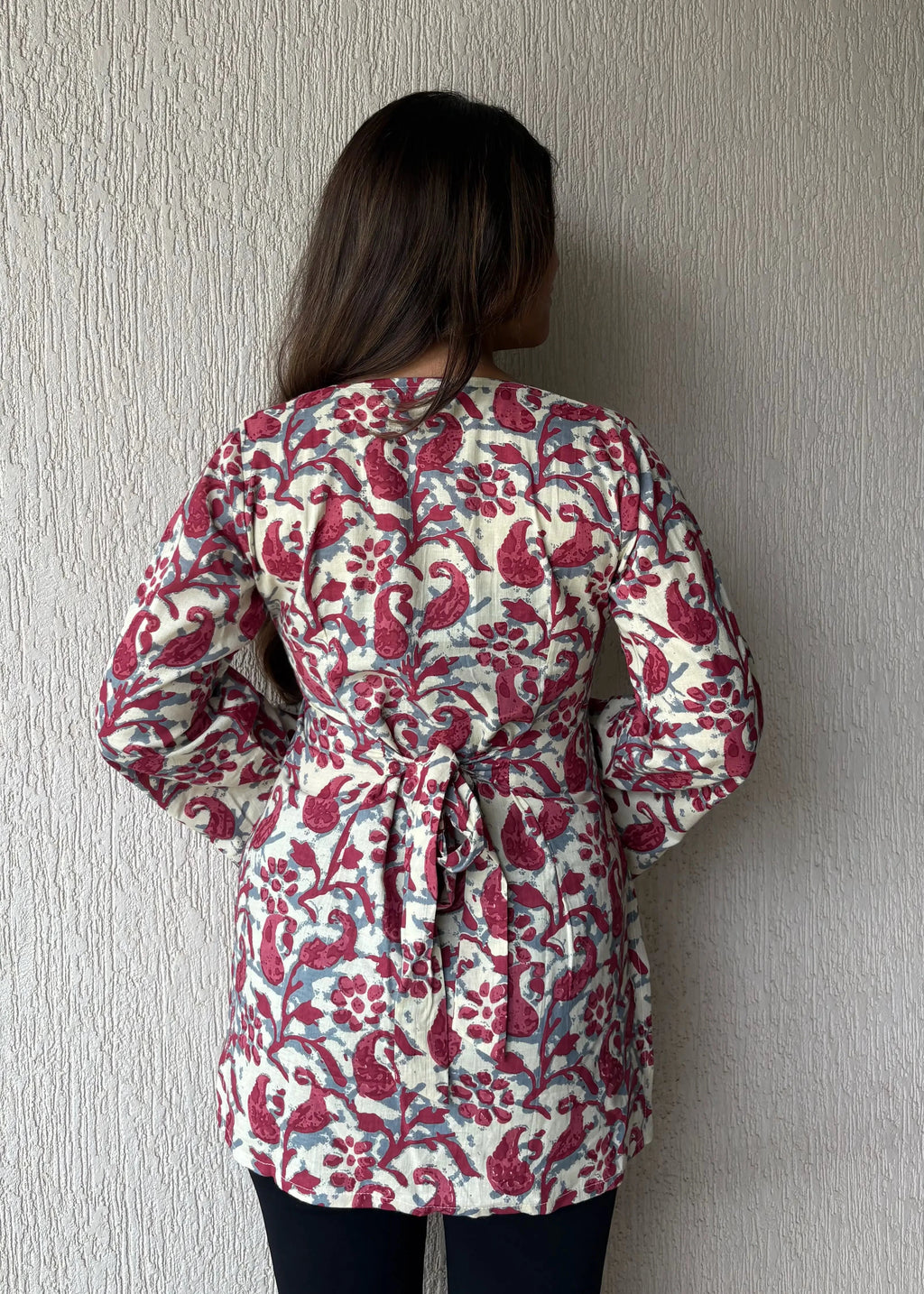 Berry square neck cotton short kurti