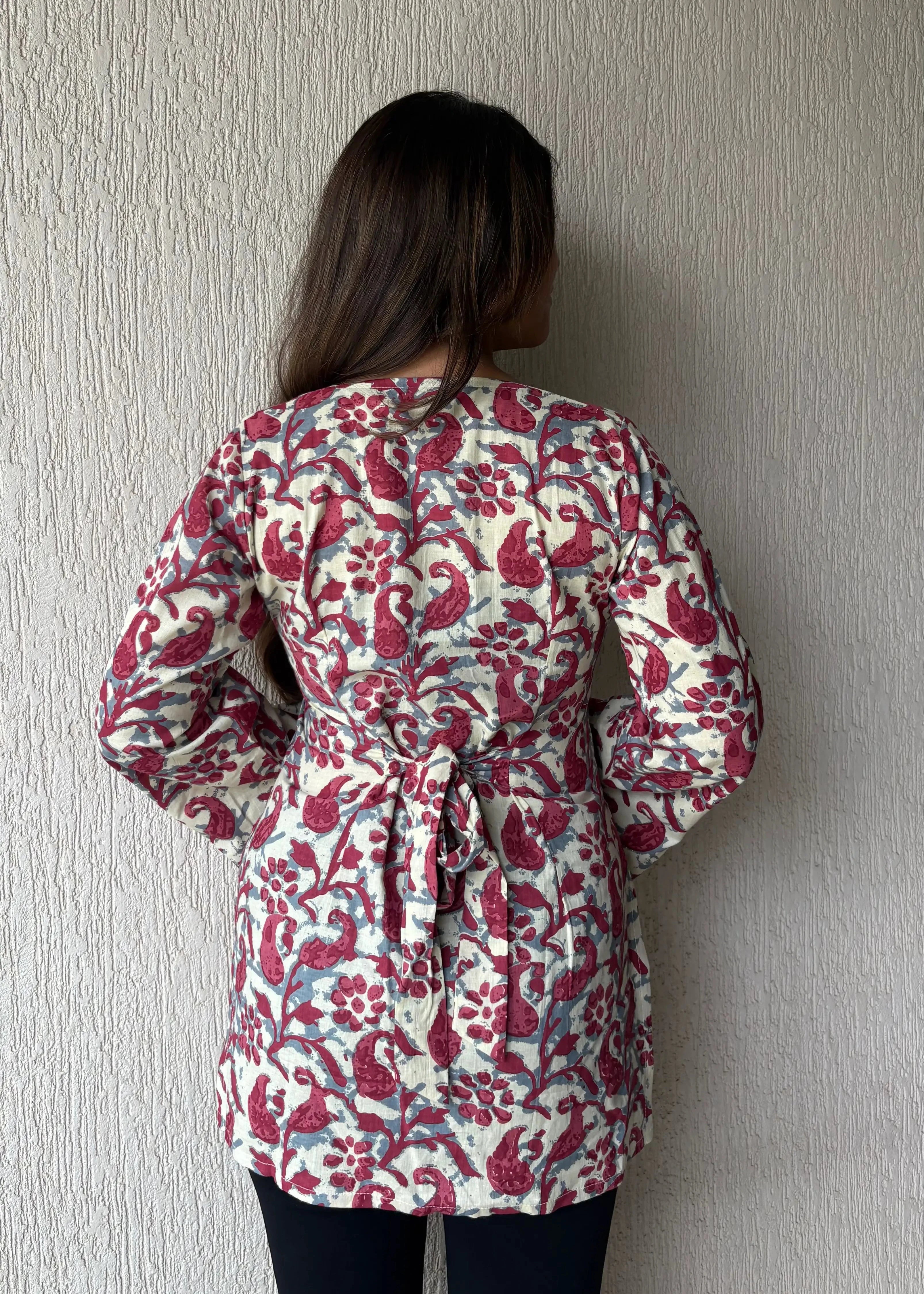 Berry square neck cotton short kurti