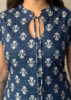 Navyblue keyhole cotton short kurti