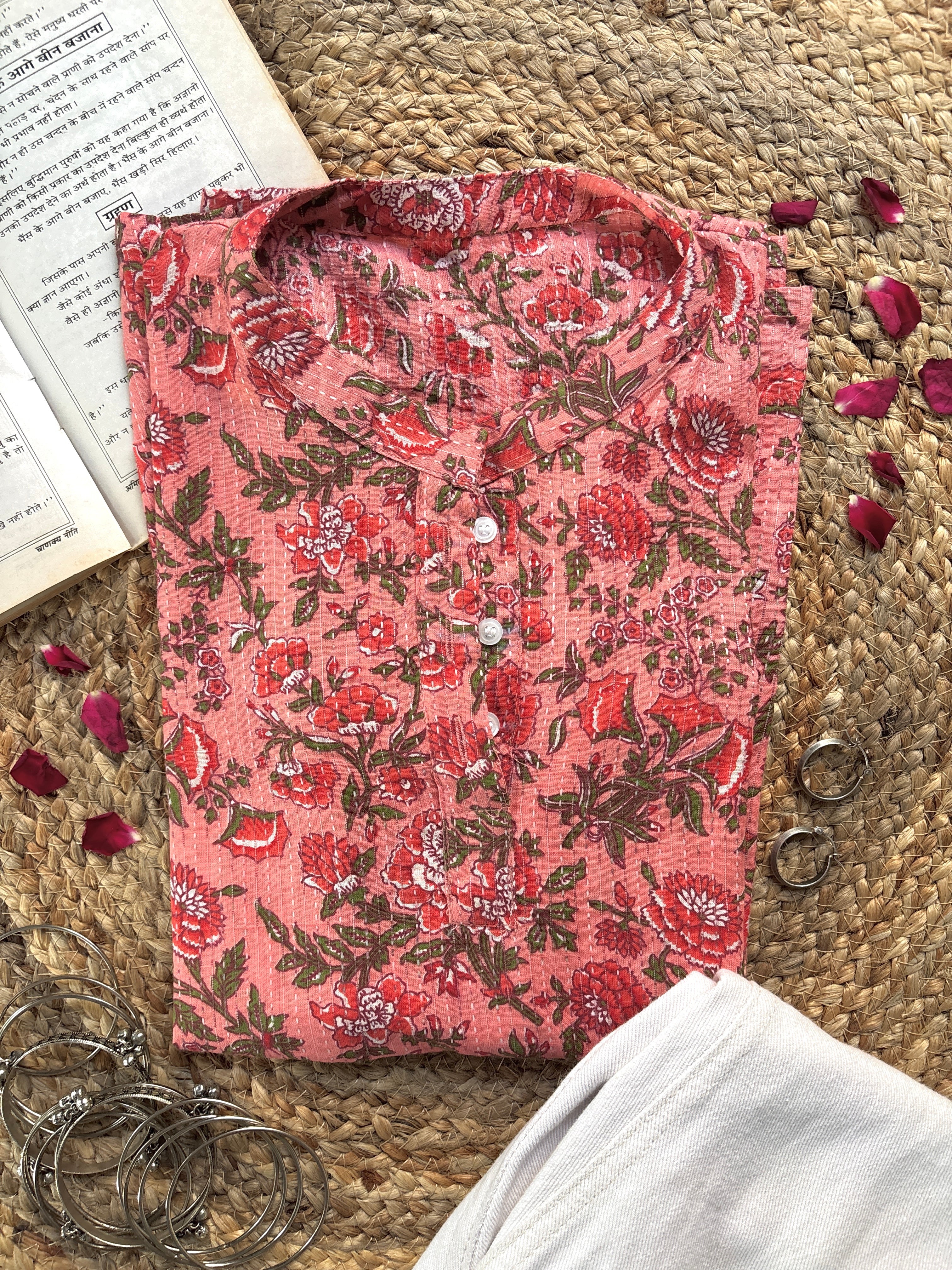 Pink classic collar short kurti