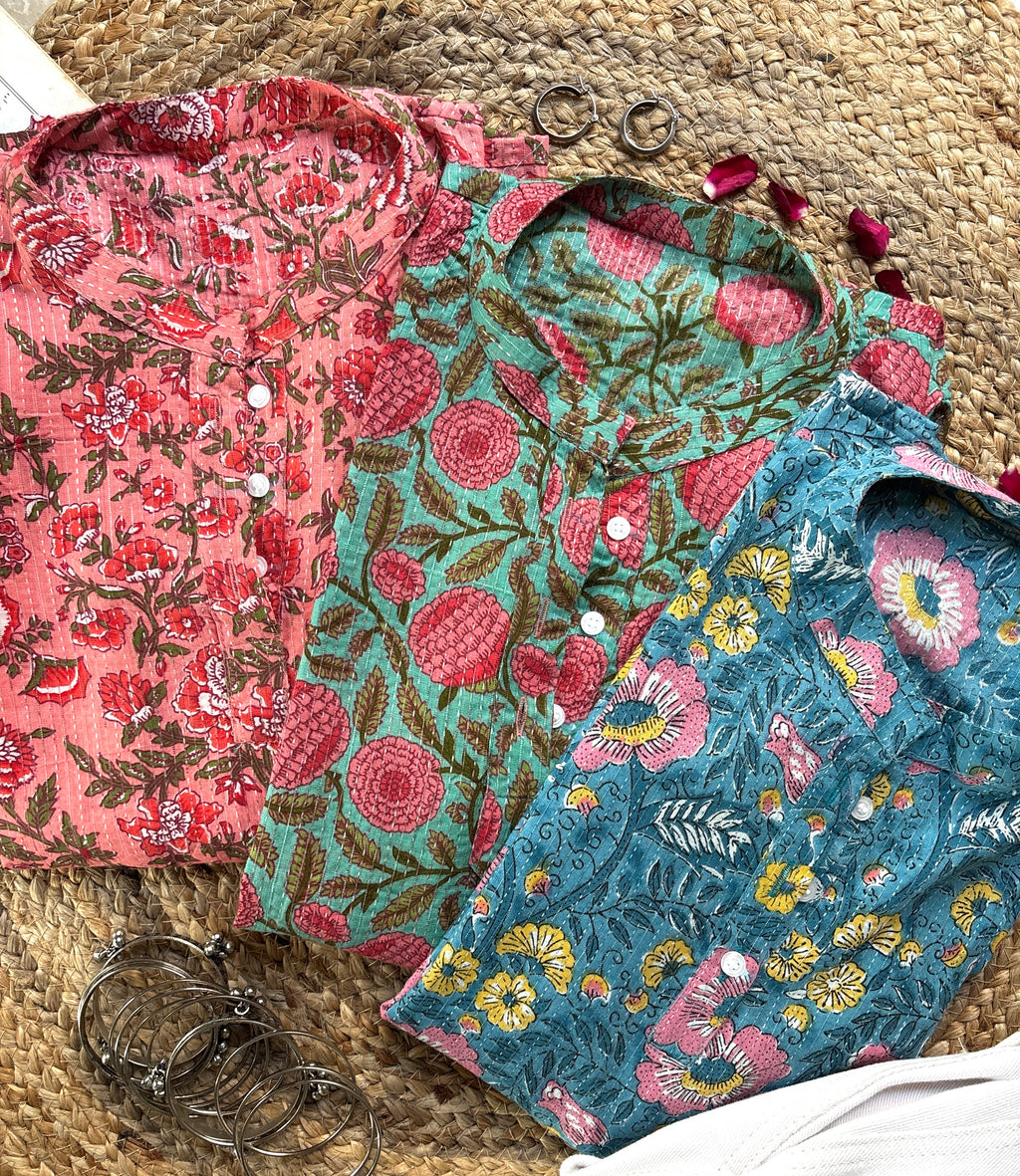 Blue classic collar short kurti