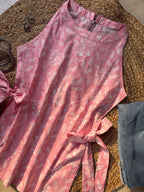 Babypink Halterneck high slit cotton short kurti